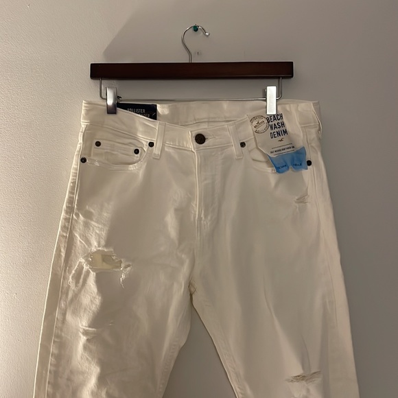 White Ripped Hollister Jeans NWT Size 32 x 30 - Picture 2 of 9